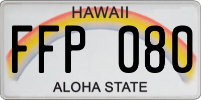 HI license plate FFP080