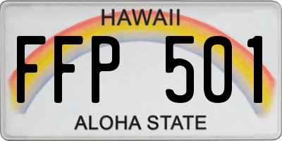 HI license plate FFP501