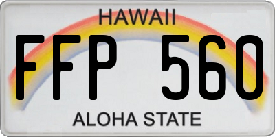 HI license plate FFP560