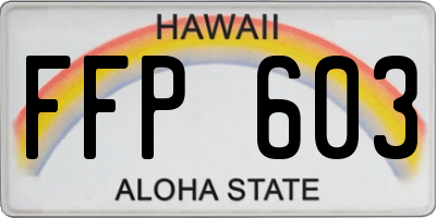 HI license plate FFP603