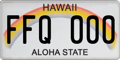 HI license plate FFQ000