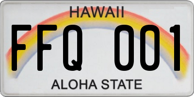 HI license plate FFQ001
