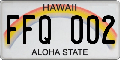 HI license plate FFQ002