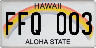 HI license plate FFQ003