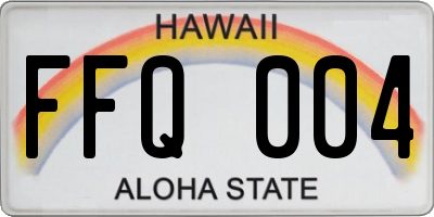 HI license plate FFQ004