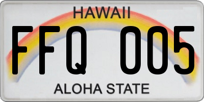 HI license plate FFQ005