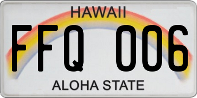 HI license plate FFQ006