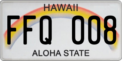 HI license plate FFQ008