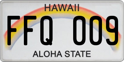 HI license plate FFQ009