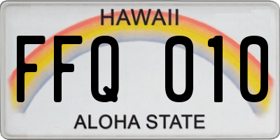 HI license plate FFQ010