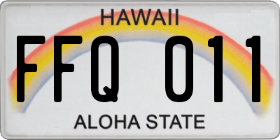 HI license plate FFQ011