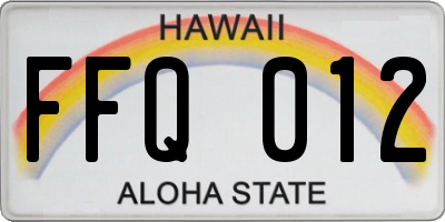 HI license plate FFQ012