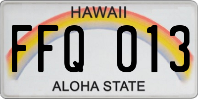HI license plate FFQ013