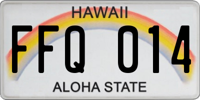 HI license plate FFQ014