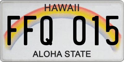 HI license plate FFQ015