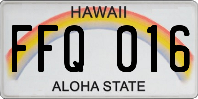 HI license plate FFQ016