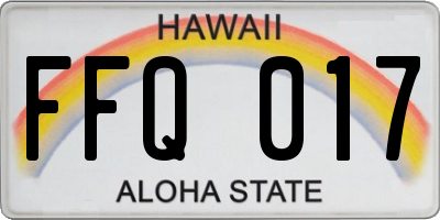 HI license plate FFQ017