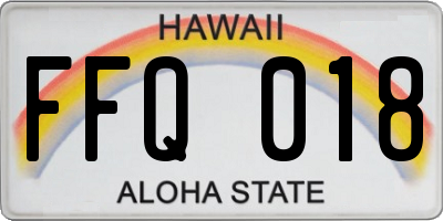 HI license plate FFQ018