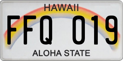 HI license plate FFQ019