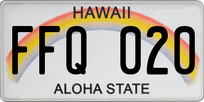 HI license plate FFQ020