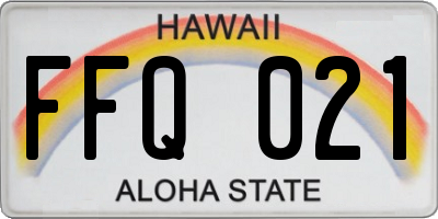 HI license plate FFQ021