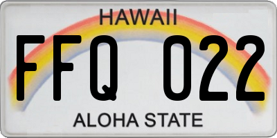 HI license plate FFQ022