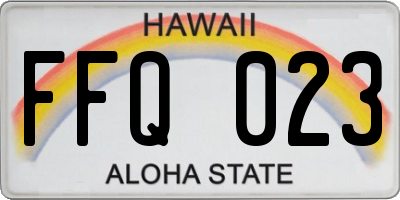 HI license plate FFQ023