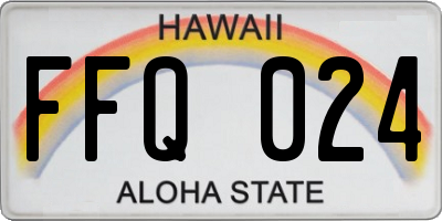 HI license plate FFQ024