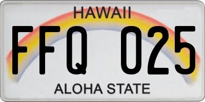 HI license plate FFQ025