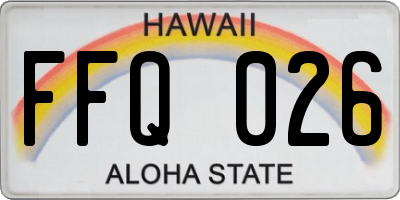 HI license plate FFQ026
