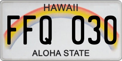 HI license plate FFQ030