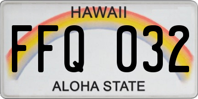 HI license plate FFQ032