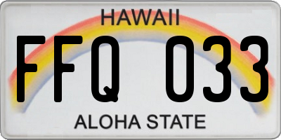 HI license plate FFQ033