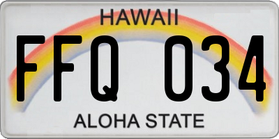 HI license plate FFQ034