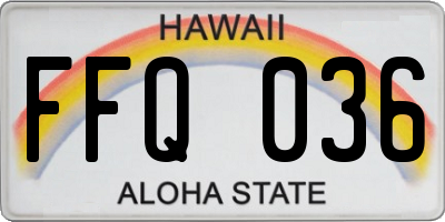 HI license plate FFQ036