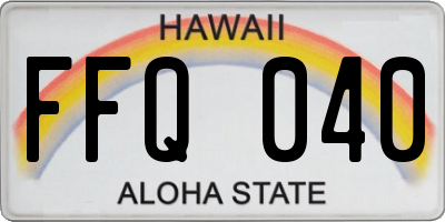 HI license plate FFQ040