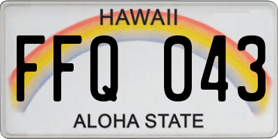 HI license plate FFQ043