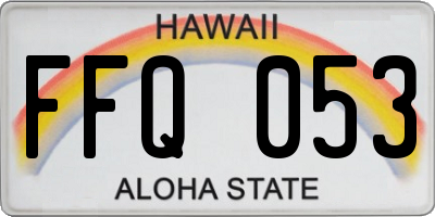 HI license plate FFQ053