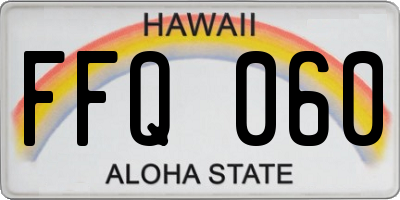 HI license plate FFQ060