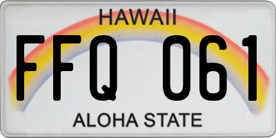 HI license plate FFQ061