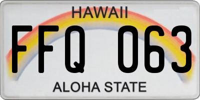 HI license plate FFQ063