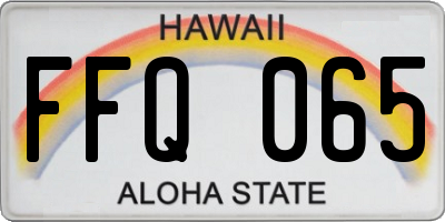 HI license plate FFQ065