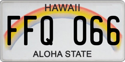 HI license plate FFQ066