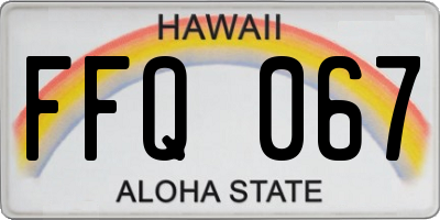 HI license plate FFQ067