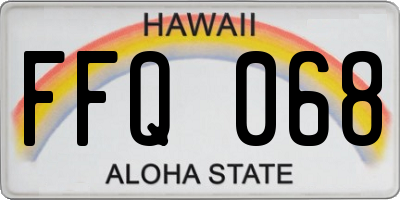 HI license plate FFQ068