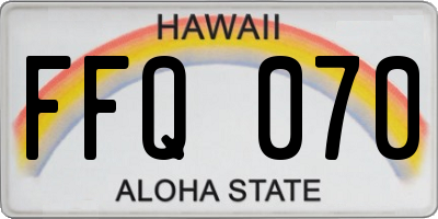 HI license plate FFQ070