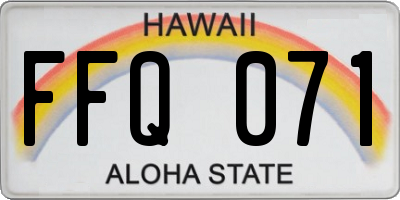 HI license plate FFQ071