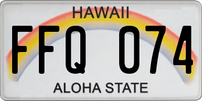 HI license plate FFQ074