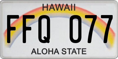 HI license plate FFQ077