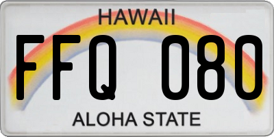 HI license plate FFQ080